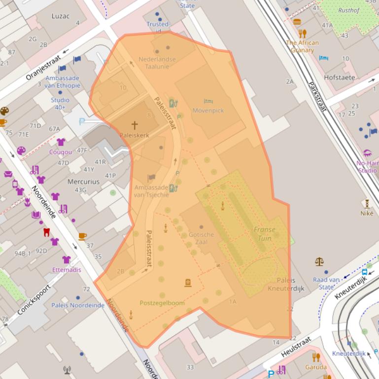 Kaart van postcodegebied 2514JA.
