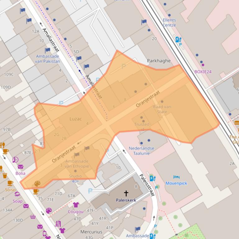 Kaart van postcodegebied 2514JB.