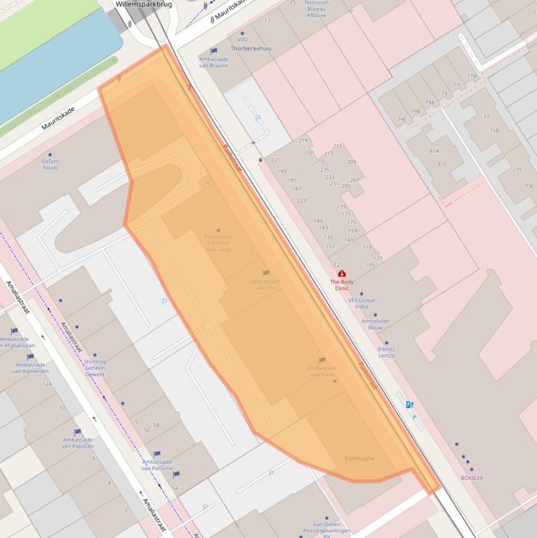 Kaart van postcodegebied 2514JK.