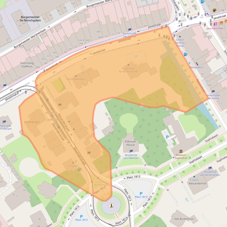 Kaart van postcodegebied 2514JM.