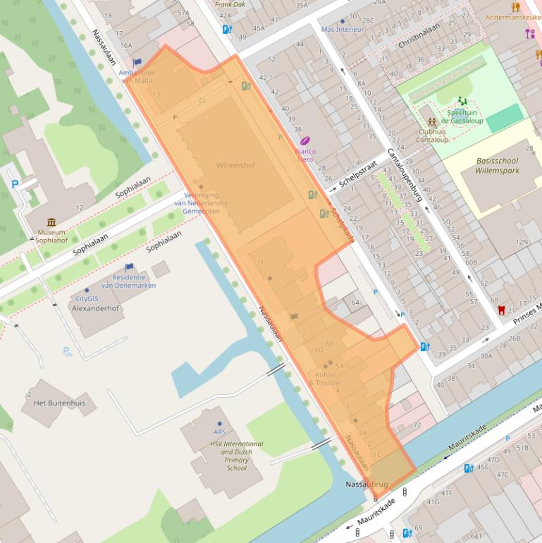 Kaart van postcodegebied 2514JS.