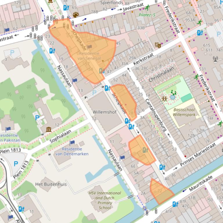 Kaart van postcodegebied 2514KB.