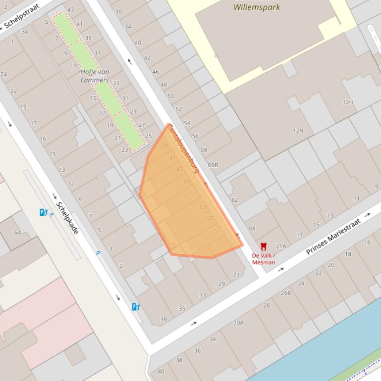 Kaart van postcodegebied 2514KK.