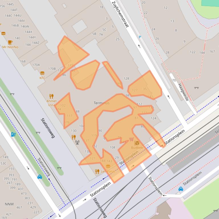 Kaart van postcodegebied 2515BX.
