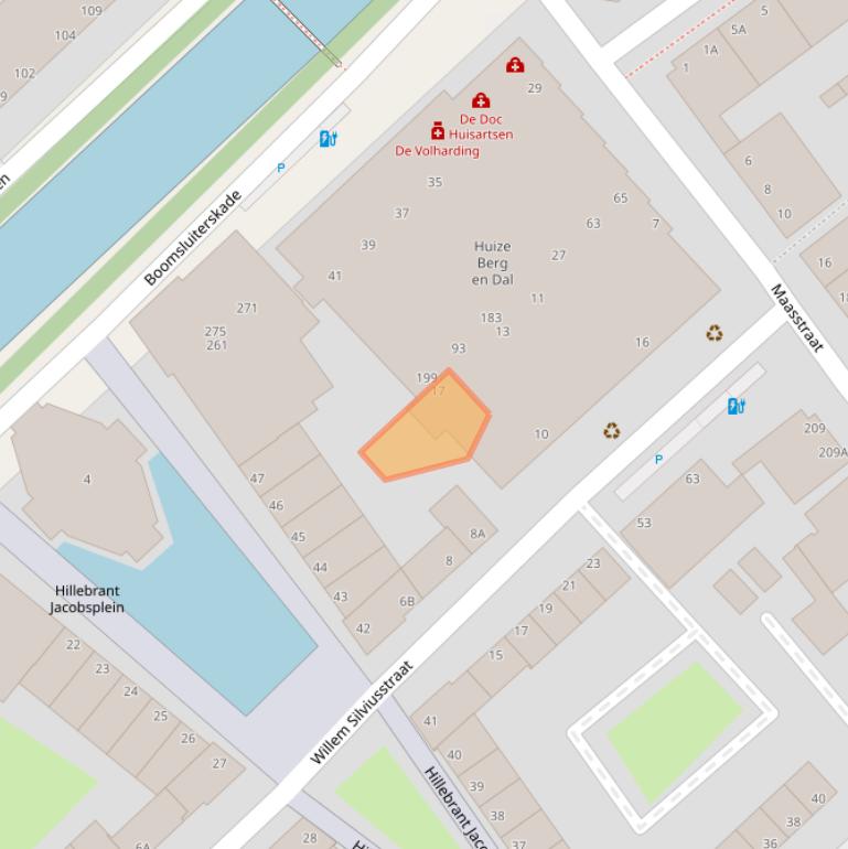 Kaart van postcodegebied 2515DD.