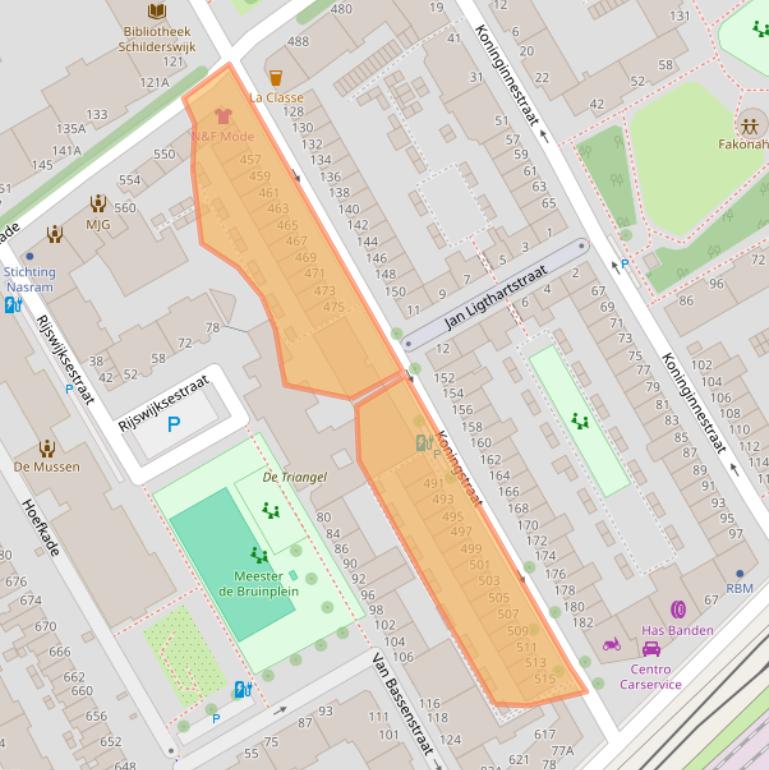 Kaart van postcodegebied 2515JM.