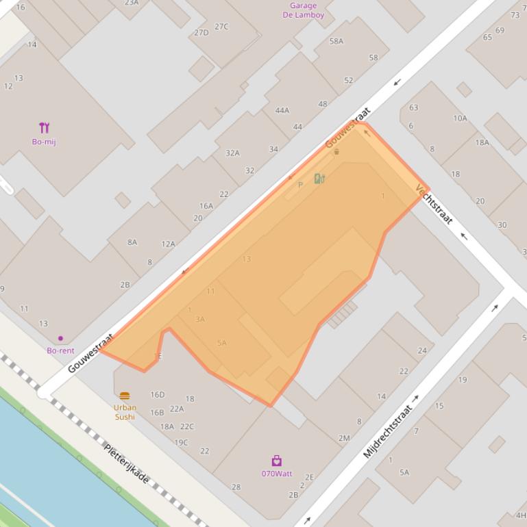 Kaart van postcodegebied 2515SM.