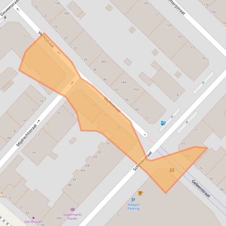 Kaart van postcodegebied 2515SW.