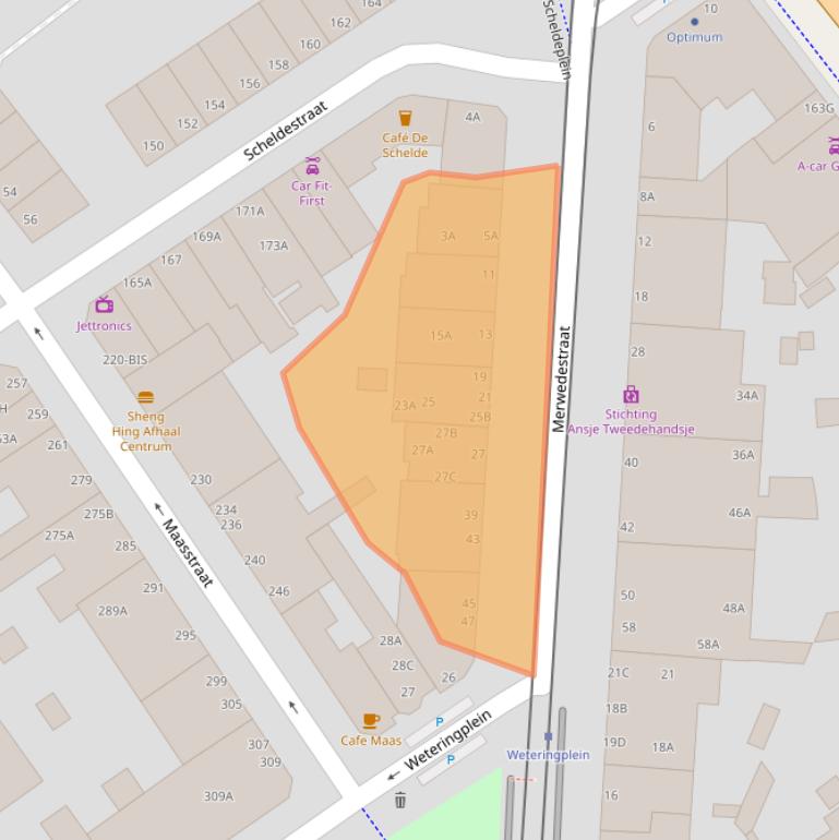 Kaart van postcodegebied 2515TP.