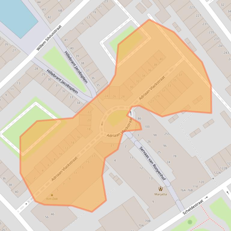 Kaart van postcodegebied 2515XT.