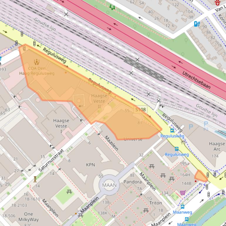 Kaart van postcodegebied 2516AC.