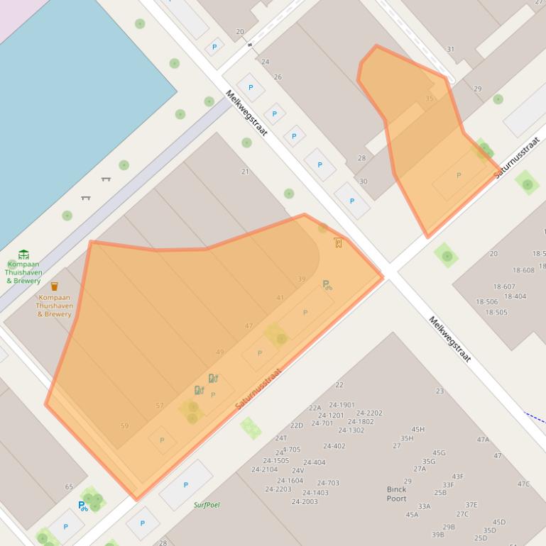 Kaart van postcodegebied 2516AE.