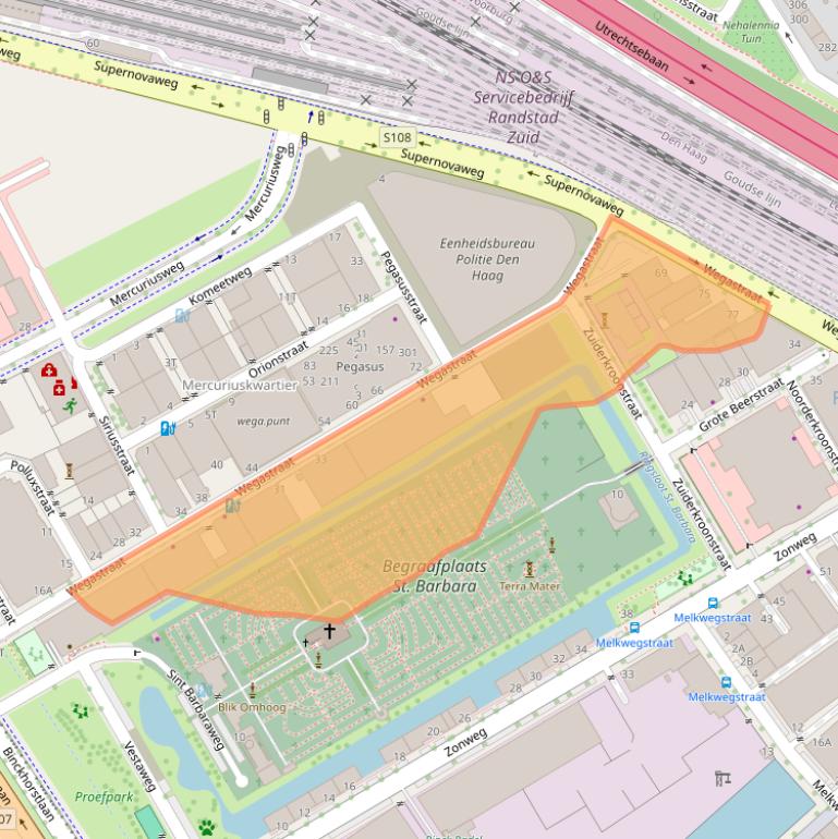 Kaart van postcodegebied 2516AN.