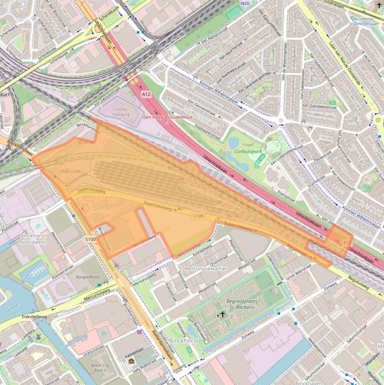 Kaart van postcodegebied 2516BE.