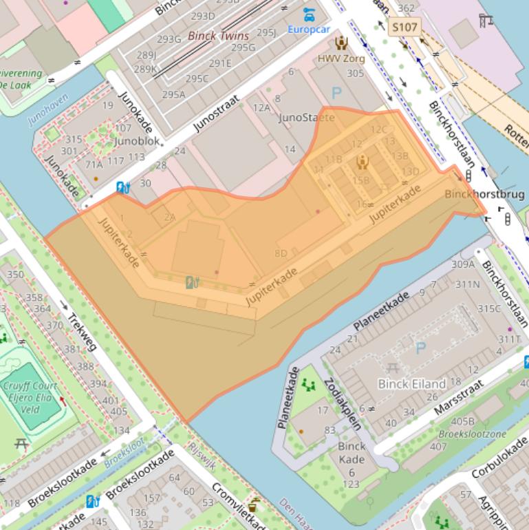 Kaart van postcodegebied 2516BS.