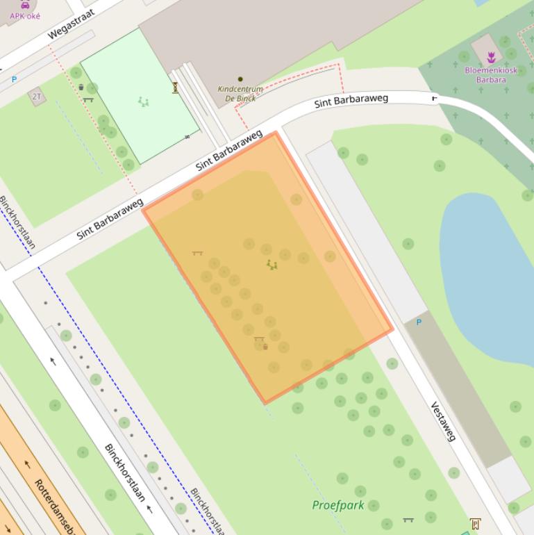 Kaart van postcodegebied 2516BV.