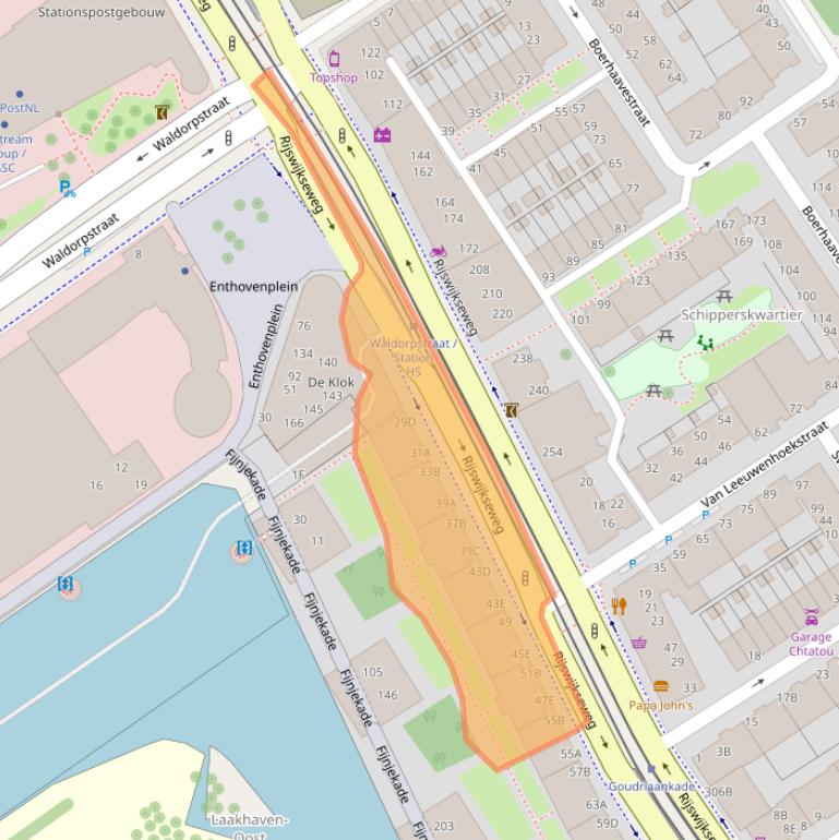 Kaart van postcodegebied 2516ED.