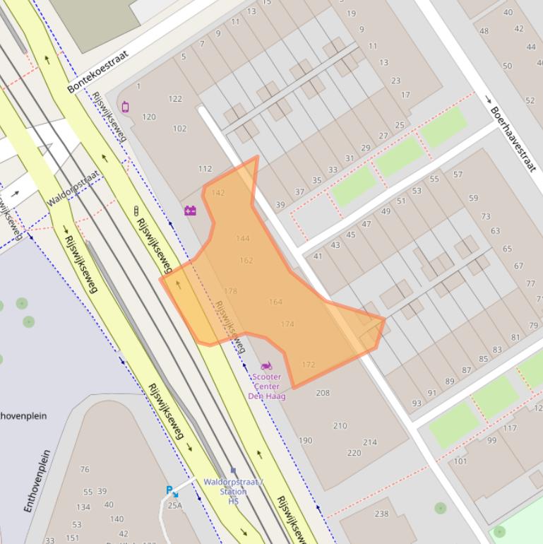 Kaart van postcodegebied 2516EK.