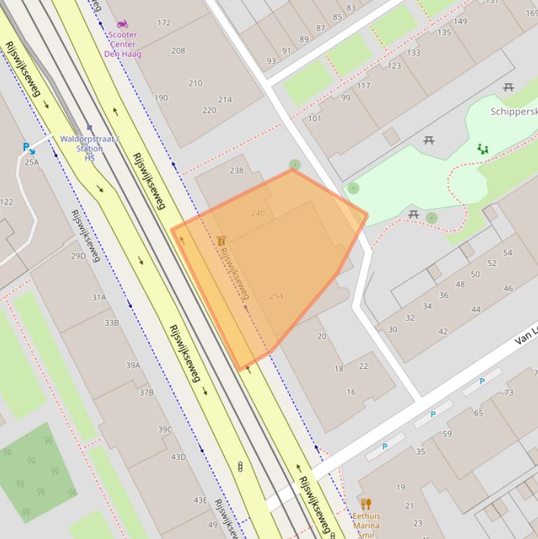 Kaart van postcodegebied 2516EN.