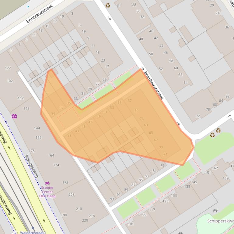 Kaart van postcodegebied 2516GA.