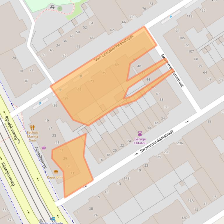 Kaart van postcodegebied 2516GE.