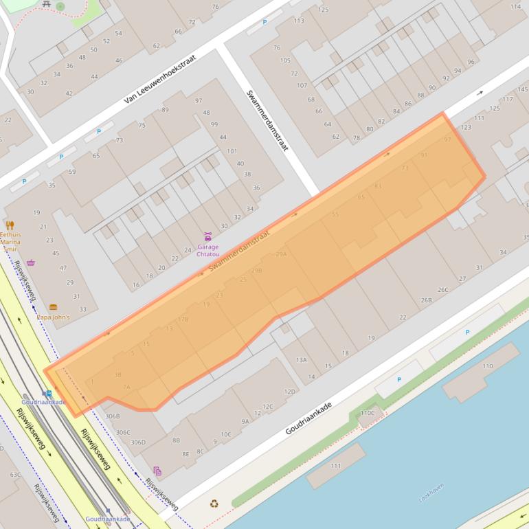 Kaart van postcodegebied 2516GJ.