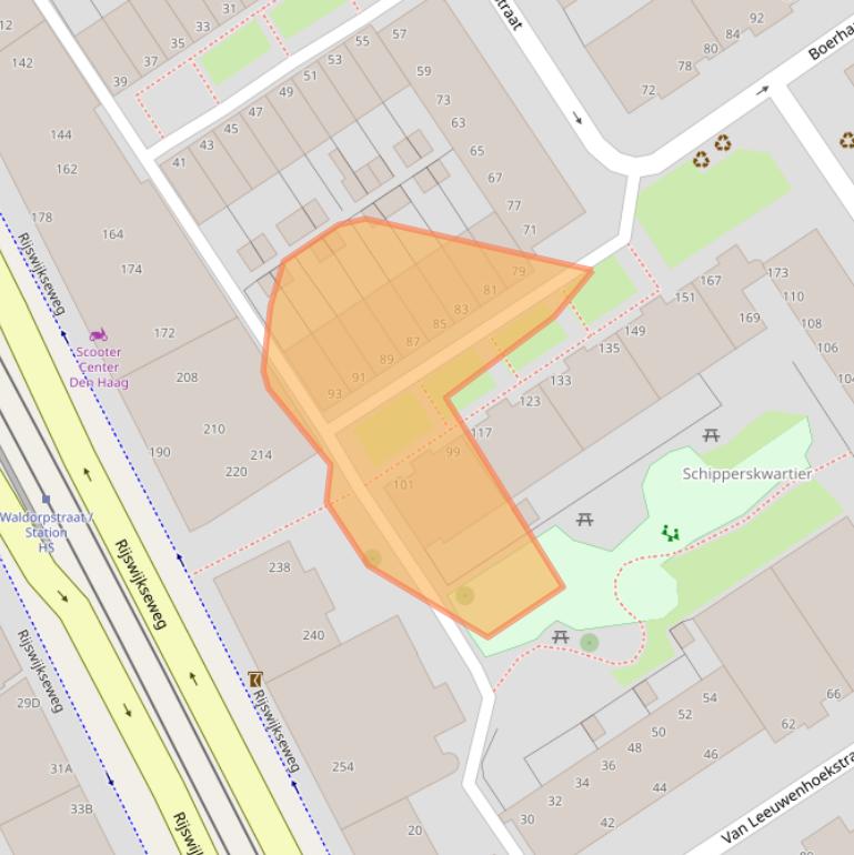 Kaart van postcodegebied 2516GS.