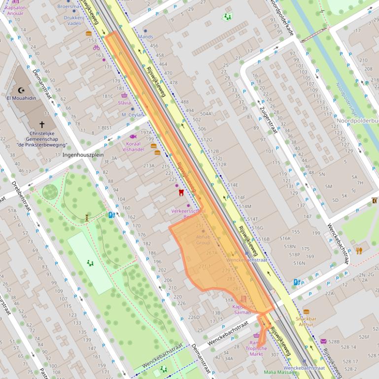 Kaart van postcodegebied 2516HE.