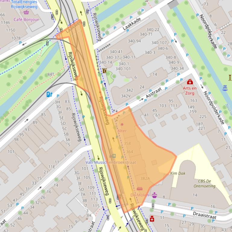 Kaart van postcodegebied 2516HN.