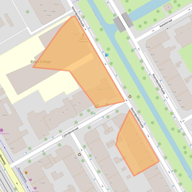 Kaart van postcodegebied 2516JE.