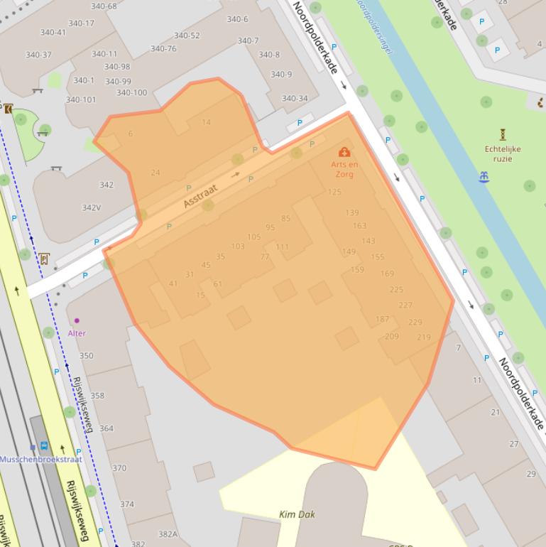 Kaart van postcodegebied 2516KA.