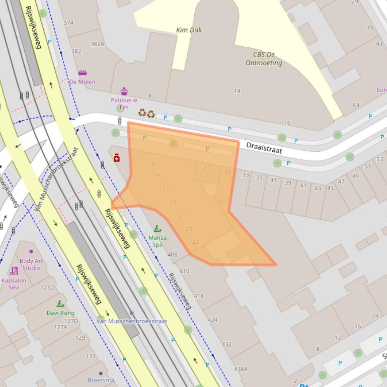 Kaart van postcodegebied 2516KB.