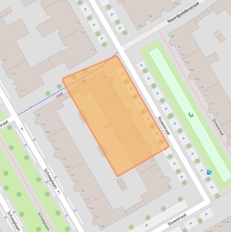 Kaart van postcodegebied 2516TE.