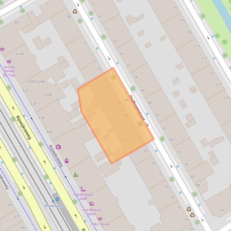 Kaart van postcodegebied 2516XM.