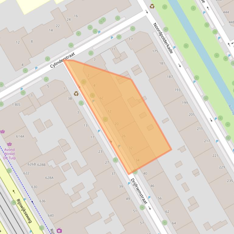 Kaart van postcodegebied 2516XP.