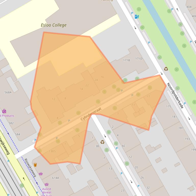 Kaart van postcodegebied 2516XS.