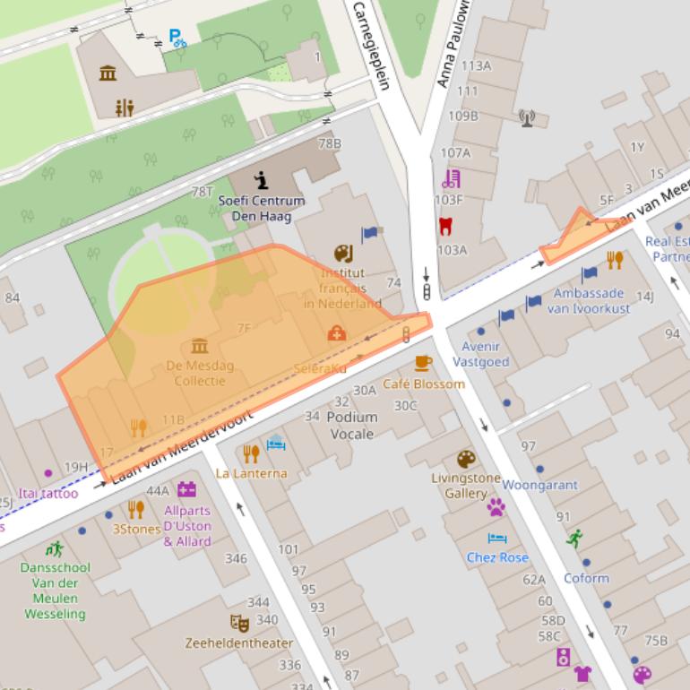 Kaart van postcodegebied 2517AB.