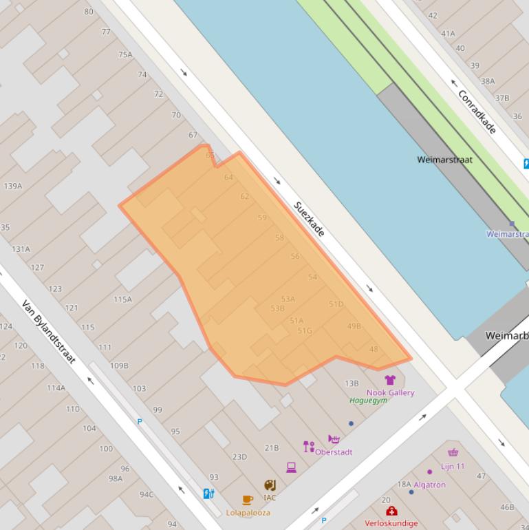 Kaart van postcodegebied 2517BW.