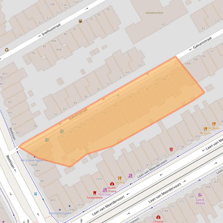 Kaart van postcodegebied 2517RE.