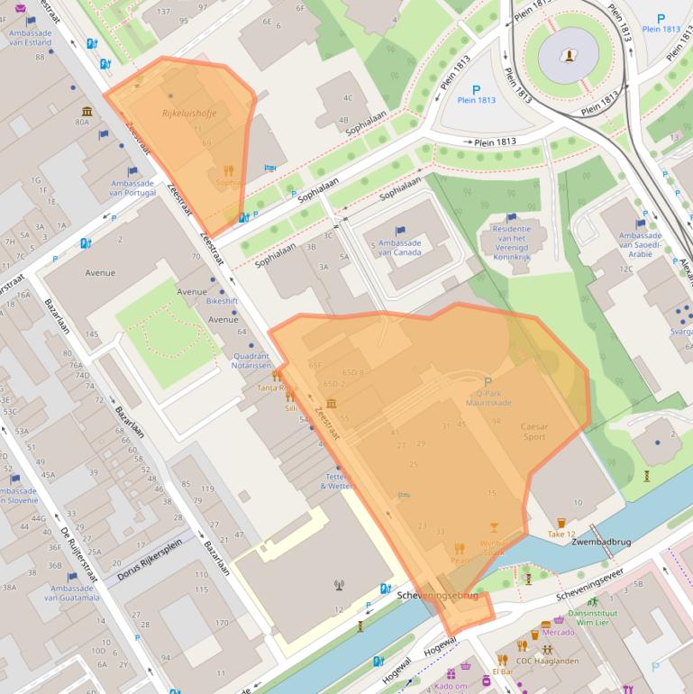 Kaart van postcodegebied 2518AA.