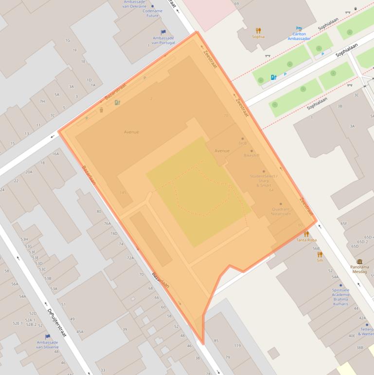 Kaart van postcodegebied 2518AC.