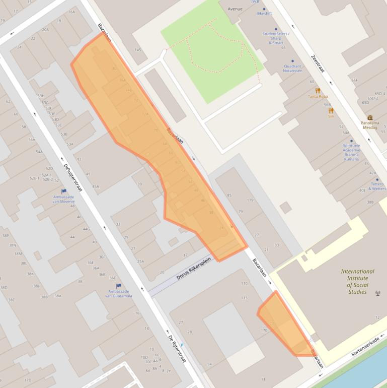 Kaart van postcodegebied 2518AM.