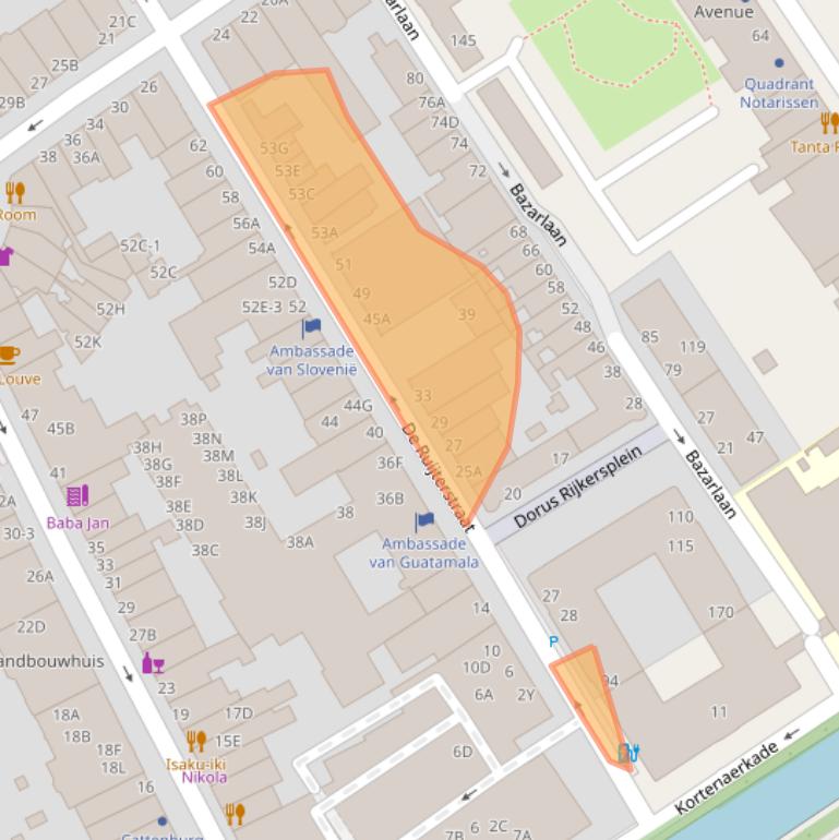 Kaart van postcodegebied 2518AN.