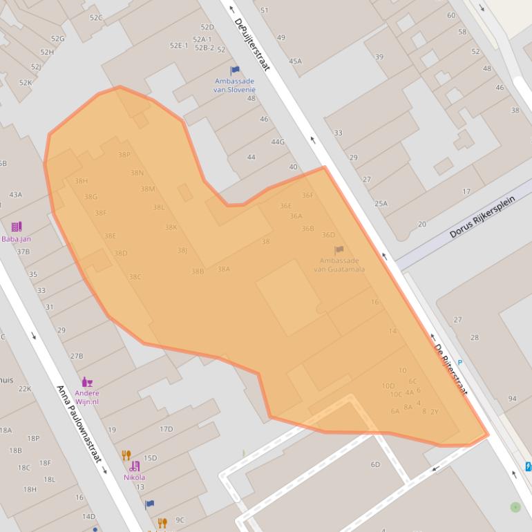 Kaart van postcodegebied 2518AS.