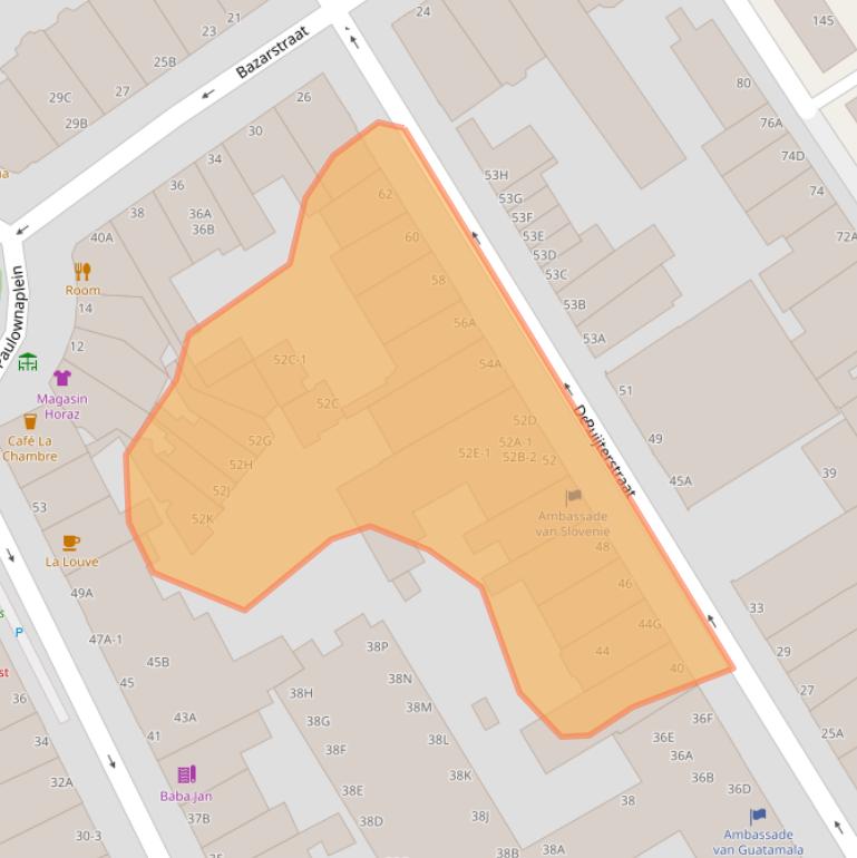 Kaart van postcodegebied 2518AT.