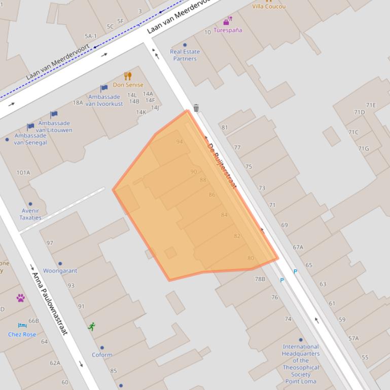 Kaart van postcodegebied 2518AW.