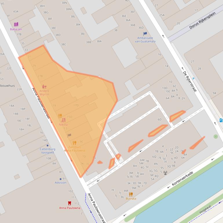 Kaart van postcodegebied 2518BA.