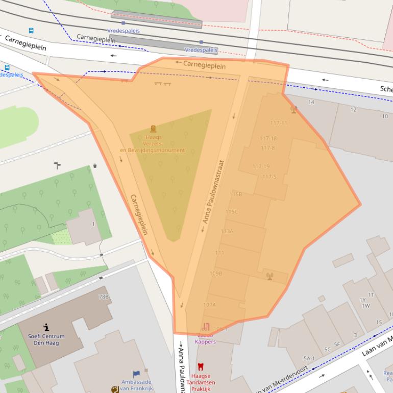 Kaart van postcodegebied 2518BD.