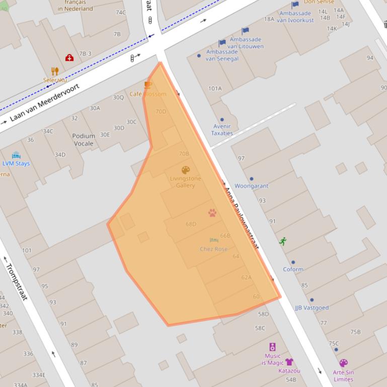 Kaart van postcodegebied 2518BH.