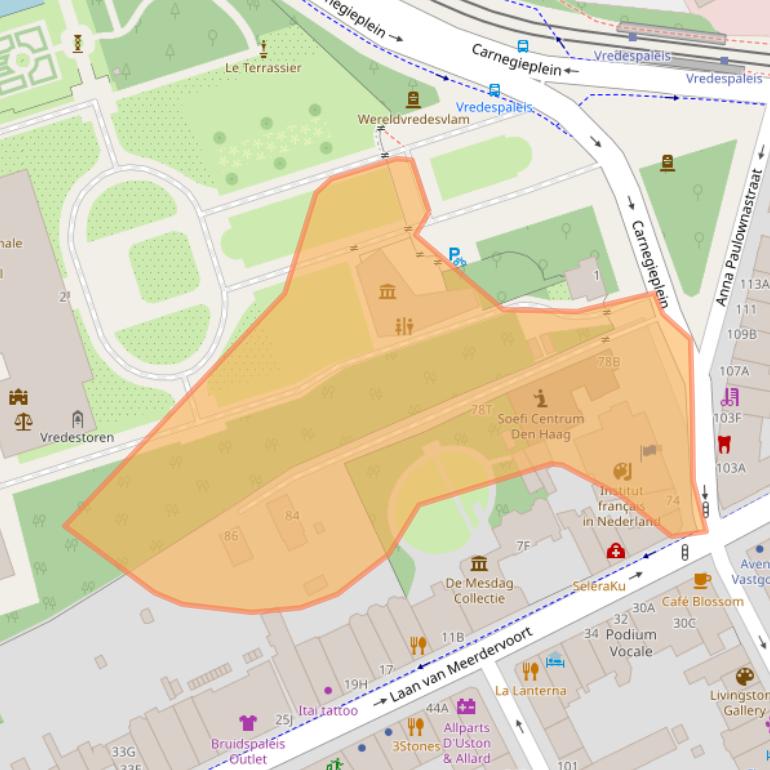 Kaart van postcodegebied 2518BJ.